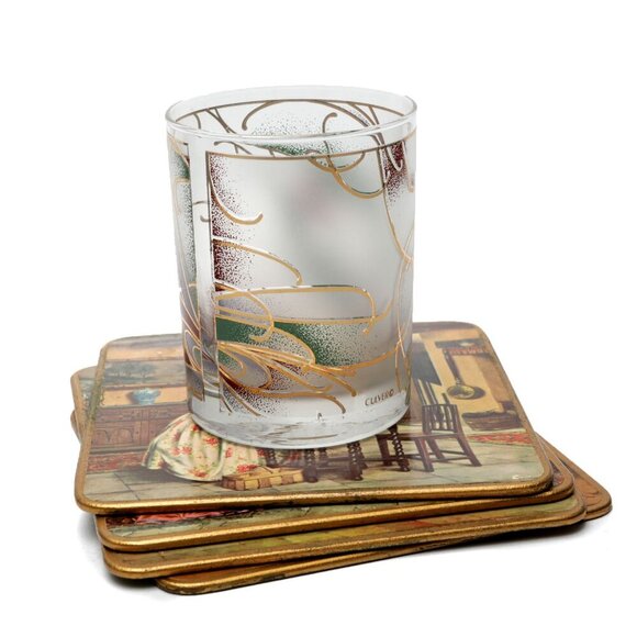 Vintage Win-El-Ware English Large Coasters Victorian Crinoline Pub x 6 with Case - Picture 3 of 14